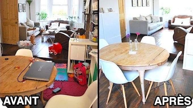 Avant apres nettoyage maison avec difference visible apres intervention